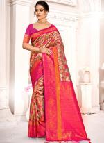 Kanjivaram Silk Pink Festival Wear Weaving Saree